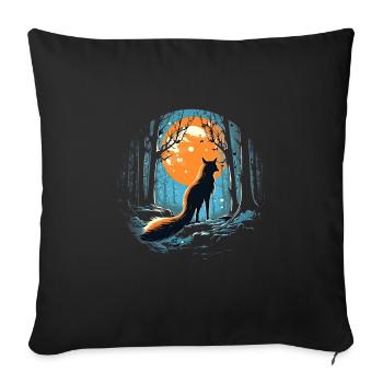 Fox Forest Moon Fable Mythical Fairy Tale - Sofa pillowcase 17,3'' x 17,3'' (45 x 45 cm) - black - Front