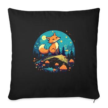 Fox Forest Moon Fable Mythical Fairy Tale - Sofa pillowcase 17,3'' x 17,3'' (45 x 45 cm) - black - Front