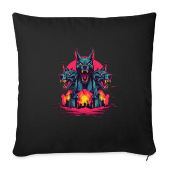 Mythe du chien-loup-garou, Cerberus, Hellhound - Housse de coussin décorative 45 x 45 cm - noir - Devant