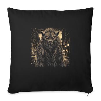 Mythe du chien-loup-garou, Cerberus, Hellhound - Housse de coussin décorative 45 x 45 cm - noir - Devant