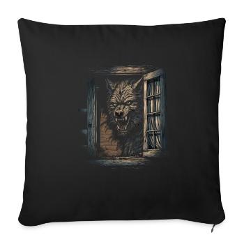 Mythe du chien-loup-garou, Cerberus, Hellhound - Housse de coussin décorative 45 x 45 cm - noir - Devant