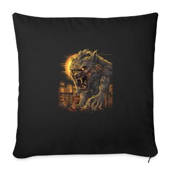 Mythe du chien-loup-garou, Cerberus, Hellhound - Housse de coussin décorative 45 x 45 cm - noir - Devant