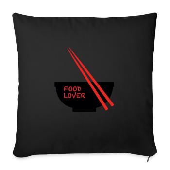 Amateur de nourriture (bol-transparent) - Housse de coussin décorative 45 x 45 cm - noir - Devant