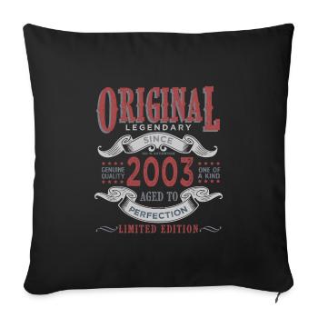 Born in 2003 Original 20 years birthday gift - Sofa pillowcase 17,3'' x 17,3'' (45 x 45 cm) - black - Front