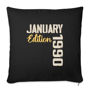 Birthday gift born in January 1990 - 1990 - Sofa pillowcase 17,3'' x 17,3'' (45 x 45 cm) - black - Front