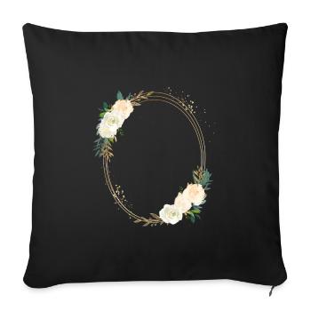 Floral Oval Circle Customizable - Sofa pillowcase 17,3'' x 17,3'' (45 x 45 cm) - black - Front