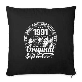 September 1991 Original:33 Years Anniversary Gift - Sofa pillowcase 17,3'' x 17,3'' (45 x 45 cm) - black - Front