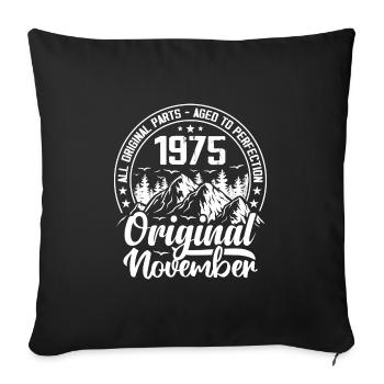 November 1975 Original 49 Year Old Birthday Gift - Sofa pillowcase 17,3'' x 17,3'' (45 x 45 cm) - black - Front