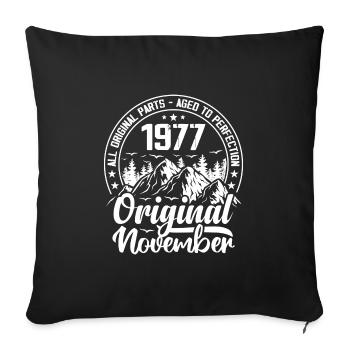 November 1977 Original 47 Year Old Birthday Gift - Sofa pillowcase 17,3'' x 17,3'' (45 x 45 cm) - black - Front