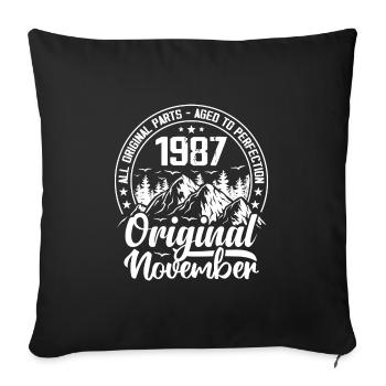 November 1987 Original 37 Years Anniversary Gift - Sofa pillowcase 17,3'' x 17,3'' (45 x 45 cm) - black - Front