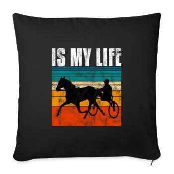 Ma vie est-elle Trabreiter Trabrennen Trabreiten Retro - Housse de coussin décorative 45 x 45 cm - noir - Devant