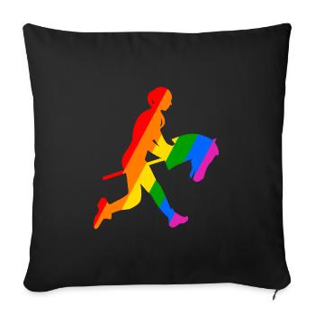 Aventure colorée de l’équitation à bâton - Housse de coussin décorative 45 x 45 cm - noir - Devant