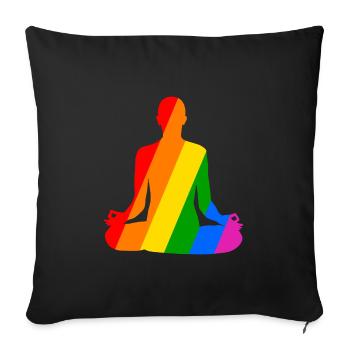 Variété et équilibre dans la pose de yoga colorée - Housse de coussin décorative 45 x 45 cm - noir - Devant