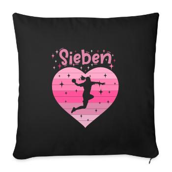 Handballerin 7. Geburtstag - Sofakissenbezug 45 x 45 cm - Schwarz - Vorne