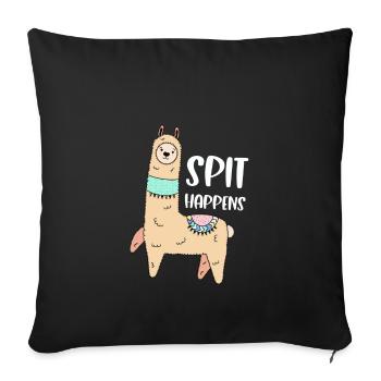 Spit happens Funny llama quote with sweet lama - Sofa pillowcase 17,3'' x 17,3'' (45 x 45 cm) - black - Front