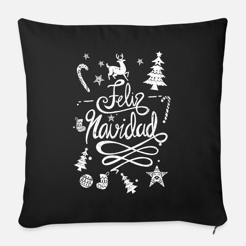 Feliz Navidad deer deer tree decoration reindeer - Sofa pillowcase 17,3'' x 17,3'' (45 x 45 cm) - black