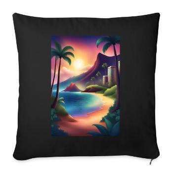 Beautiful sunset at a Miami beach - Sofa pillowcase 17,3'' x 17,3'' (45 x 45 cm) - black - Front