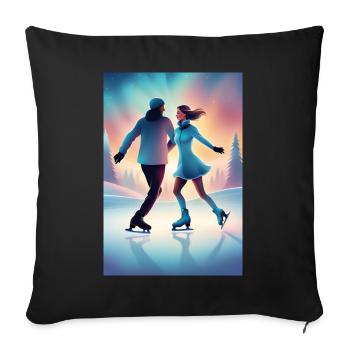 Sweet iceskating couple - Sofa pillowcase 17,3'' x 17,3'' (45 x 45 cm) - black - Front