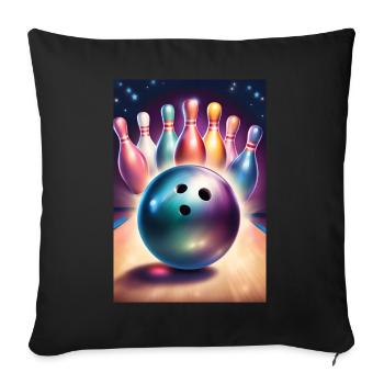 Bowling ball and pretty colored pins - Sofa pillowcase 17,3'' x 17,3'' (45 x 45 cm) - black - Front