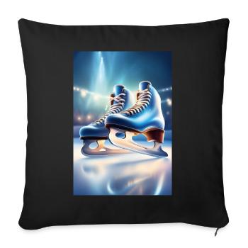 Patins à glace bleus - Housse de coussin décorative 45 x 45 cm - noir - Devant