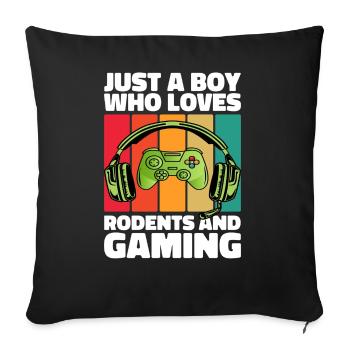 Gamer and Rodents: Video Games and Agile Adventure - Sofa pillowcase 17,3'' x 17,3'' (45 x 45 cm) - black - Front