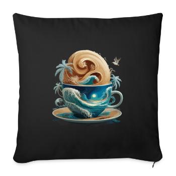 Tropical Beach Waves Kaffeetasse für eine - Sofakissenbezug 45 x 45 cm - Schwarz - Vorne