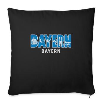 L’amour de la Bavière – blanc et bleu au cœur - Housse de coussin décorative 45 x 45 cm - noir - Devant