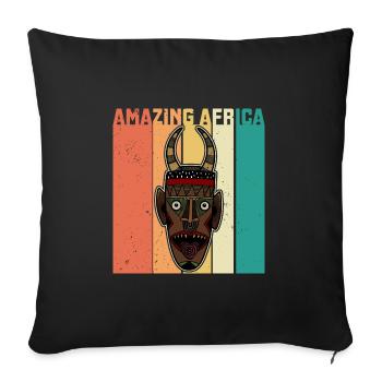 Masque Afrique Histoire afro africaine - Housse de coussin décorative 45 x 45 cm - noir - Devant