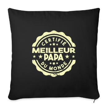 Certifié Meilleur Papa Du Monde - Housse de coussin décorative 45 x 45 cm - noir - Devant
