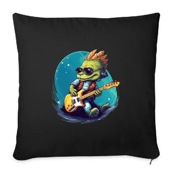 Rocking Crocodile with Electric Guitar Gift Guitarist - Sofa pillowcase 17,3'' x 17,3'' (45 x 45 cm) - black - Front