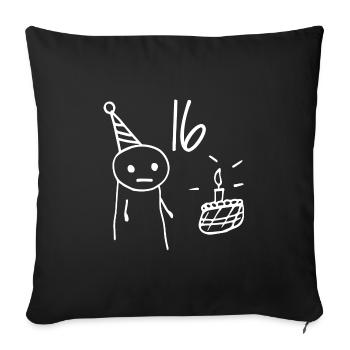 16 ans - Cadeau 16e Anniversaire Amusant 16 ans - Housse de coussin décorative 45 x 45 cm - noir - Devant