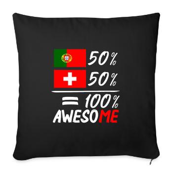 50% Portugal 50 % Suisse - Housse de coussin décorative 45 x 45 cm - noir - Devant