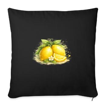 Citrus Watercolor Lemon Still Life - Sofa pillowcase 17,3'' x 17,3'' (45 x 45 cm) - black - Front