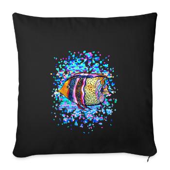 poisson - Housse de coussin décorative 45 x 45 cm - noir - Devant