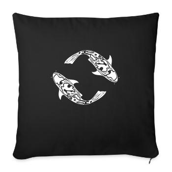 Two Koi Carp Fish Vector - Sofa pillowcase 17,3'' x 17,3'' (45 x 45 cm) - black - Front