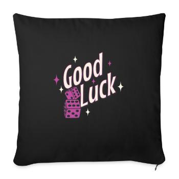 Dés chanceux bonne chance bonne chance bonne chance - Housse de coussin décorative 45 x 45 cm - noir - Devant