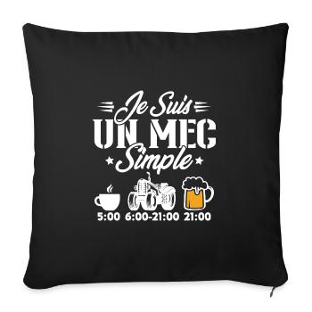 Je suis un mec simple cafe tracteur l'apéro - Housse de coussin décorative 45 x 45 cm - noir - Devant