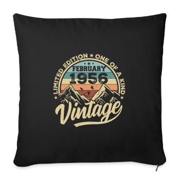 Février 1956 Vintage Rétro, Février 1956 Cadeau - Housse de coussin décorative 45 x 45 cm - noir - Devant
