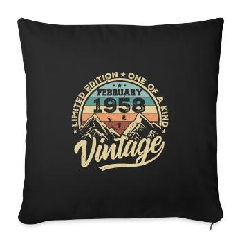 Février 1958 Vintage Rétro, Février 1958 Cadeau - Housse de coussin décorative 45 x 45 cm - noir - Devant