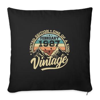 February 1987 Vintage Retro, February 1987 Gift - Sofa pillowcase 17,3'' x 17,3'' (45 x 45 cm) - black - Front