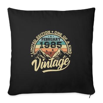 February 1985 Vintage Retro, February 1985 Gift - Sofa pillowcase 17,3'' x 17,3'' (45 x 45 cm) - black - Front