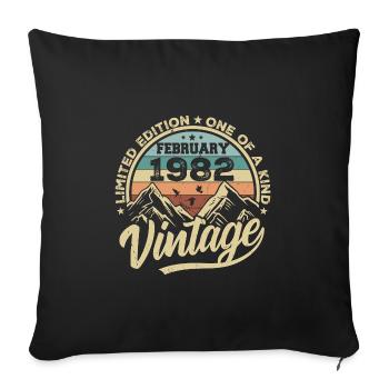 Février 1982 Vintage Rétro, Février 1982 Cadeau - Housse de coussin décorative 45 x 45 cm - noir - Devant