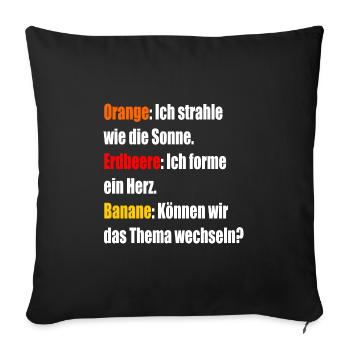 Orange Erdbeere Banane - Sofakissenbezug 45 x 45 cm - Schwarz - Vorne