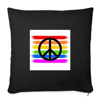 Peace sign on LGBT rainbow banner - Sofa pillowcase 17,3'' x 17,3'' (45 x 45 cm) - black - Front