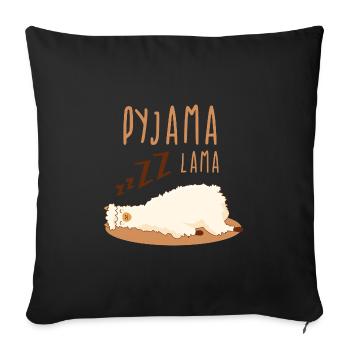 Pyjama Lama sac de couchage joli cadeau de lamas - Housse de coussin décorative 45 x 45 cm - noir - Devant
