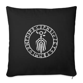 Odin with runes, Norse mythology, Wotan, heath - Sofa pillowcase 17,3'' x 17,3'' (45 x 45 cm) - black - Front
