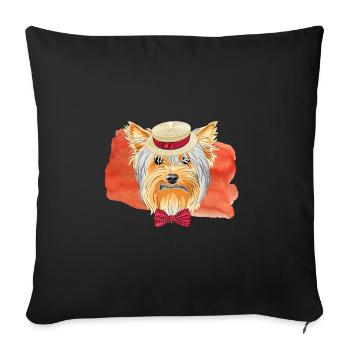 Dog - Yorkshire Terrier - Sofa pillowcase 17,3'' x 17,3'' (45 x 45 cm) - black - Front