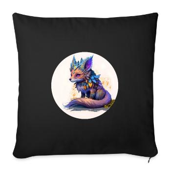 Animal fox fantasy and cute - Sofa pillowcase 17,3'' x 17,3'' (45 x 45 cm) - black - Front