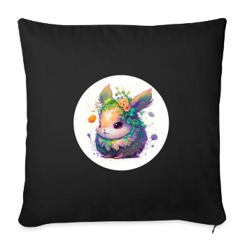 Animal rabbit fantasy and cute - Sofa pillowcase 17,3'' x 17,3'' (45 x 45 cm) - black - Front