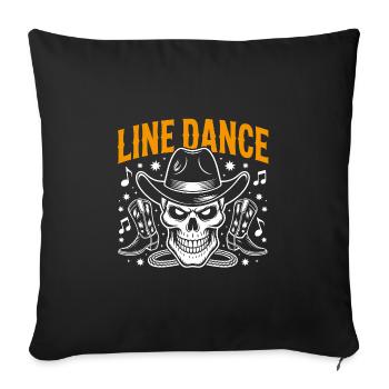 Line Dance Skull with Stetson and Boots and Lasso - Sofa pillowcase 17,3'' x 17,3'' (45 x 45 cm) - black - Front